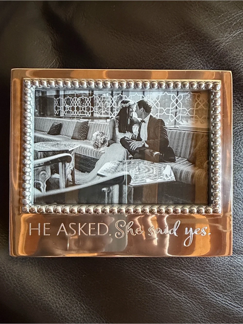 Mariposa Silver 'He Asked. She Said Yes.' Picture Frame. Never used.